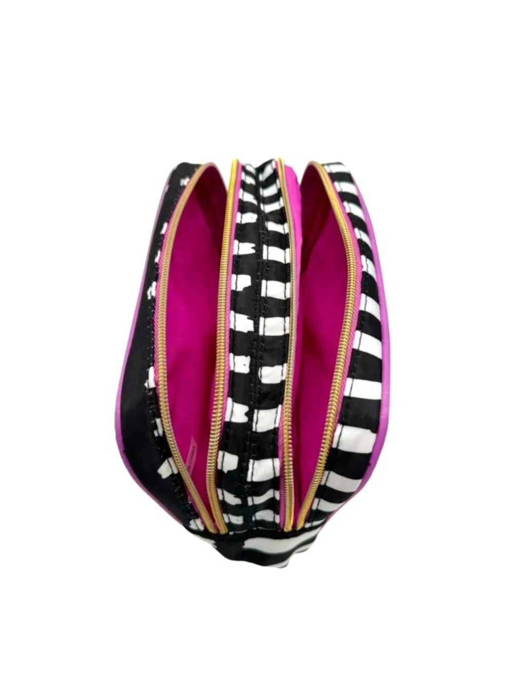 NWT Trina Makeup Bag Case Black White Pink Travel Organizing